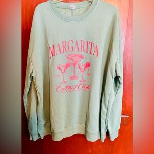 SHEIN Mint Sweatshirt with Pink Cocktail Graphic